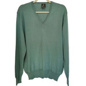Maglificio San Giorgio Italian Made Wool Blend V-Neck Teal Green Sweater - Sz L